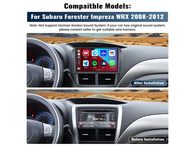2G+64G Car Stereo for Subaru Forester Impreza WRX 2008-2012 Wireless CarPlay Android Auto Bluetooth,EQ Android 13 9' Inch HD Touchscreen WiFi GPS...