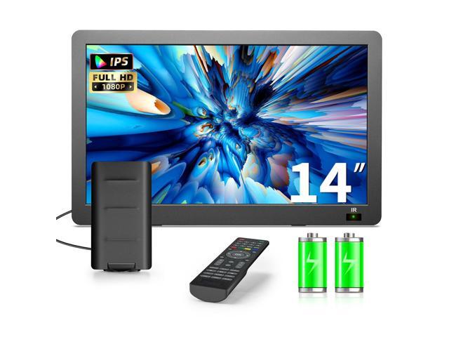 14 inch Portable TV with Upgraded Antenna, LCD Monitor 1080P HDMI/USB/AV in, Small Portable TV for Camping, Car, RV, Home, Remote Control