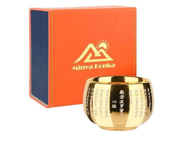 24K Gold Heart Sutra Tea Cup - 6oz Pure Gold Gilded Porcelain Buddhist Meditation Cup with Sacred Scripture, Chinese Zen Tea Ceremony Gift Box for...