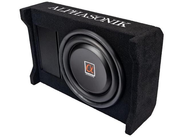 AS100A 10' 1200 Watts with a Built-in Amplifier Down-Firing Shallow Mount Enclosed for Tight Spaces in Cars and Trucks, Slim Thin Loaded Subwoofer.