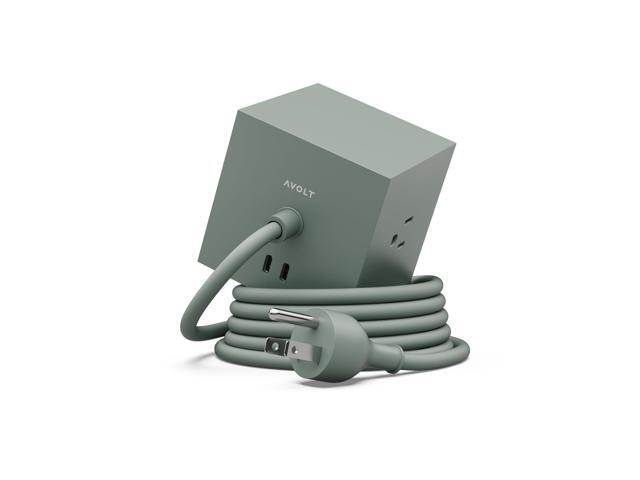 Square 1 Magnetic Power Cube Power Strip Cube, 3 AC Outlets, 2 Ports, Adhesive Mount, Modern Desk Power Strip for Home Office & Bedside, 5.9ft...