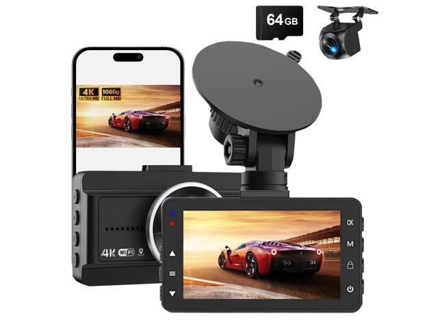 Dash Cam Front and Rear, 4K Full HD Dual Dash Camera for Cars W/ 64GB Card Included, Built-in 5G WiFi, Car Camera Dashcams for Cars with Night.
