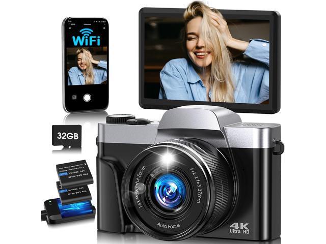 4K Digital Camera for Photography with WiFi,64MP Autofocus Vlogging Camera for YouTube,3'' 180° Flip Screen Compact Travel Camera for Teens with...