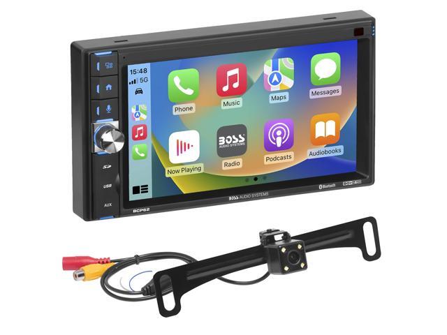 BCP62-RC Car Stereo - Apple CarPlay, Double Din, 6.2 Inch Capacitive Touchscreen, Bluetooth, No CD DVD Player, AM/FM Radio Receiver, Backup Camera