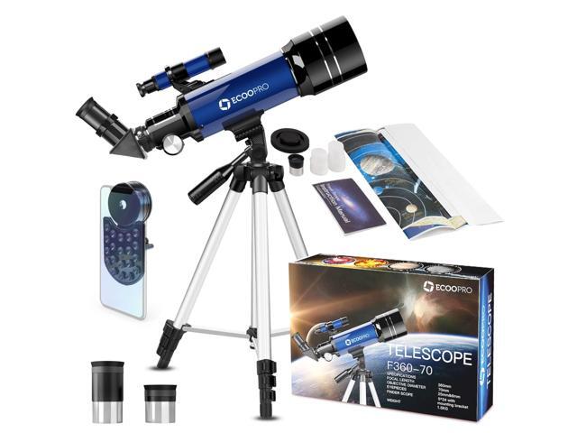 Telescope for Kids & Adults, 70mm Aperture 360mm Refractor (15X-150X) Telescope for Astronomy Beginners, Portable Travel Telescopes with Phone...