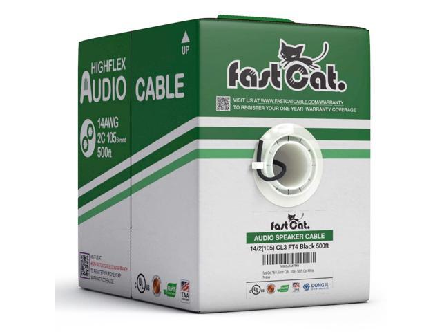 Speaker Wire 14 Guage 2C, UL Listed & CMR/CL3R-FT4 Rated - Speaker Cable w/PVC Jacket, 100% Oxygen-Free Pure Bare Copper - (105) HighFlex 14 Guage.