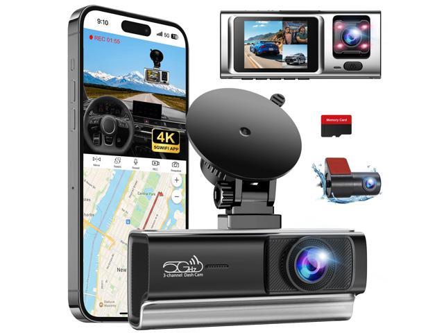 3 Channel 2.5K Dash Cam with 5GHz WiFi & APP Control, 2.5K+1080P+1080P Front Inside and Rear, Triple Dash Camera with SD Card, 24 Hours Parking...