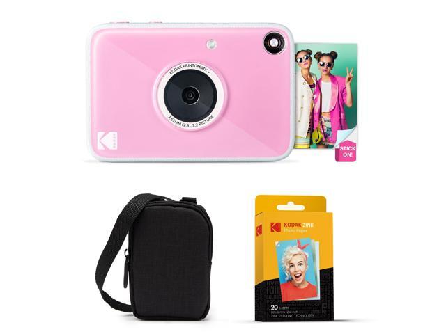 Printomatic+ Instant Print Digital Camera Starter Bundle + Carrying Case + Zink 20pk Sticky-Back Photo Paper - 10MP, Full-Color Photos, GB LED...