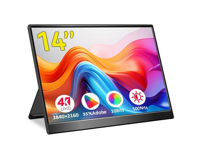 4k Portable Monitor, 14 Inch Portable Monitor USB C, 10-Bit Adobe 95% HDR Game Display with USB C/HDMI/Mini DP Compatible with Laptop/Game...