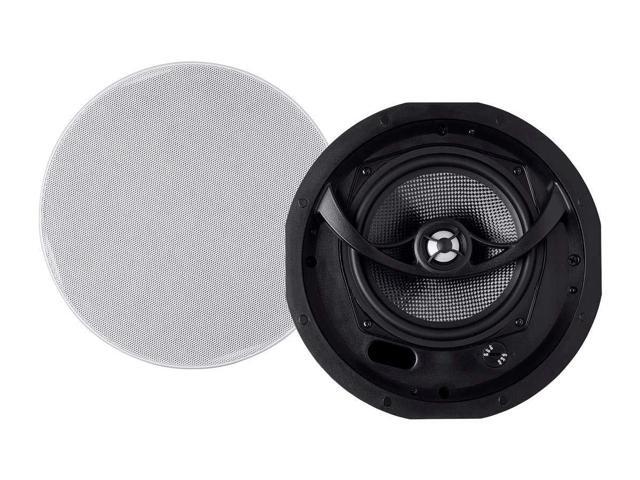 Alpha 2-Way Ceiling Speakers - 6.5 Inch (Pair) Carbon Fiber, Paintable Magnetic Grille, Louder with Less Power,BLACK/WHITE