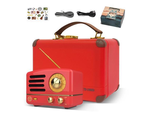Portable Bluetooth Speaker, OTR Metal Retro Small Wireless Speaker, FM Radio with Antenna AUX, 10h+ Long Playtime, High Fidelity Stereo Audio with.