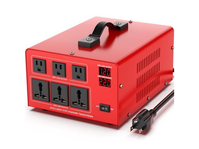 8000W Heavy Duty Voltage Converter Transformer Step Up 110V to 220V & Step Down 220V to 110V, Auto Input Recognition, 3 US & 3 Universal Outlets,...