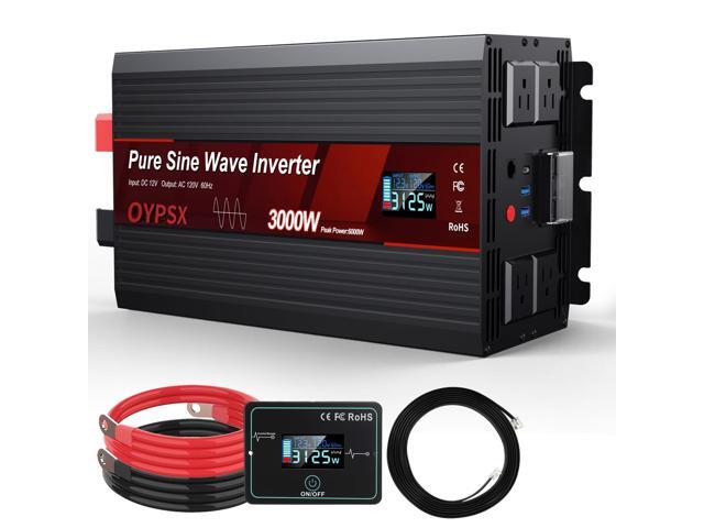 3000W Power Inverter 12V to 110V 120V AC Pure Sine Wave Inverter for RV Truck Camping,Outdoor Off-Grid Power Converter with LCD Display,Wired...