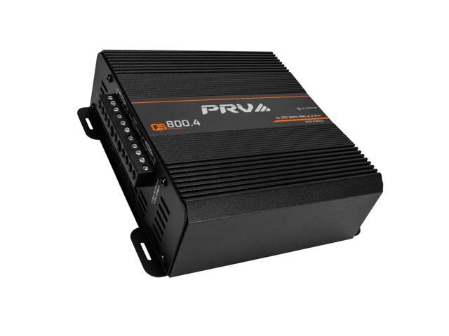 QS800.4 2 Ohm Compact 4 Channel Car Audio Amplifier 4 x 220 Watts RMS at 2 Ohm - 800 Watt Amp 12 Volts Amp Class D Bridgeable 800x4 High Power Stereo