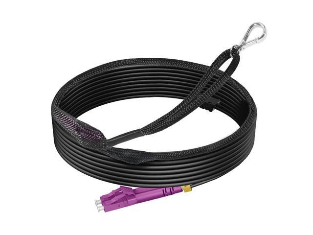 330ft/100m OM4 LC to LC Outdoor Armored Fiber Patch Cable, MM Multimode (50/125), Direct Burial Industrial TPU, 40GB/100GB, with Pulling Eye Kit,...