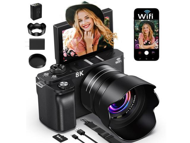 8K Digital Camera, 88MP Cameras for Photography, WiFi Vlogging Camera for YouTube with 3' 180° Flip Screen, 18X Zoom UHD Autofocus Video Camara...