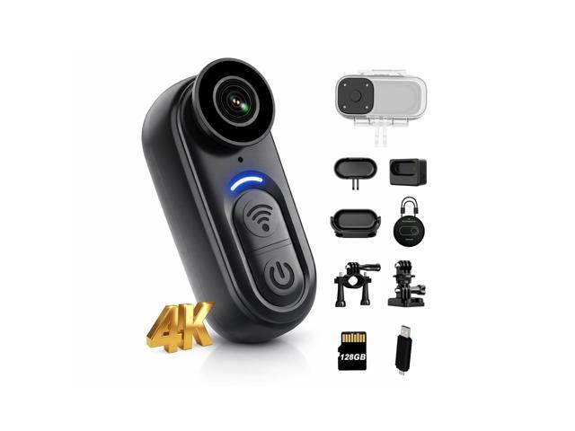 4K Mini Body Camera with 6-Axis Stabilization, 128GB Wearable Camera with Audio, Waterproof Thumb Action Camera, Hands-Free Body Cam for Cycling.