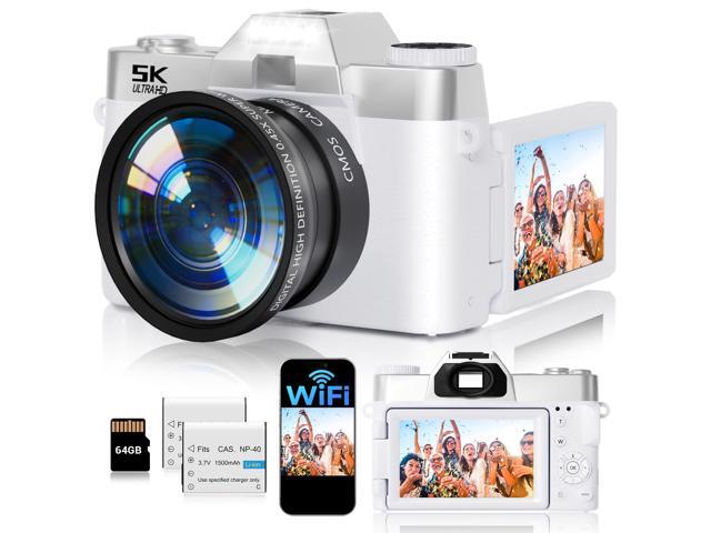 Digital Camera,UHD 75MP 5K for Photography with WiFi,64GB SD Card Vlogging Travel Camera for YouTube,Featuring 3' 180°Flip Screen,Suitable for...