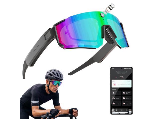 Sport AI Smart Glasses with Camera and EIS Stabilization, Bluetooth 8MP HD Camera 1200P Video Recording, AI Voice Assistant Photo Recognition,.