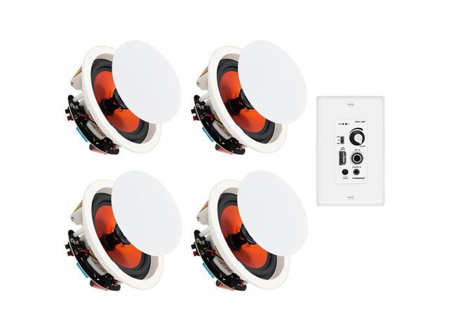 4' Bluetooth Ceiling Speaker with A 4-Channel Wall Amplifier,480W Max Power Output Pair - Perfect for Clear Sound in Living Room, Office, Kitchen,.