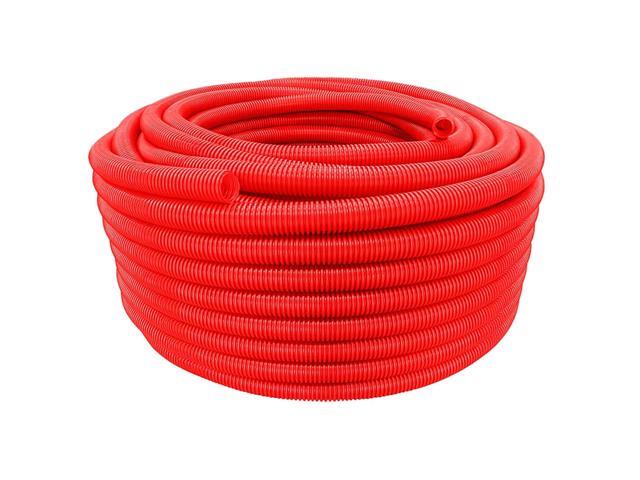 Flexible Polyethylene HDPE Non-Split Corrugated Wire Loom Tubing (Red, 1' Dia. x 100 ft)