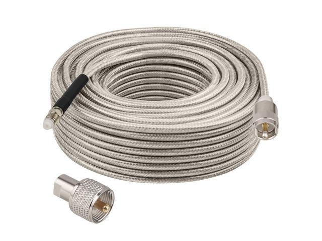 CB Coax Cable 100FT, RG8X FME Female to UHF PL-259 Male with FME Male to PL-259 Adapter, Low Loss RF Coaxial Cable for Antenna, CB Radio, Ham.