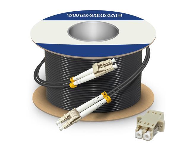 75m (250ft) LC to LC Duplex OM3 Outdoor Armored Fiber Optic Patch Cable, 40Gb 10Gb, 50/125um Multimode Optical Fiber Cable, Low Friction LSZH Black