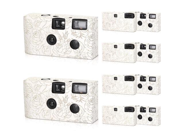 10 Pack Disposable Camera Bulk for Wedding, 35mm Single Use Camera Bulk with Flash One Time for Gathering Wedding Travel(Gold Rose,Retro Color Film)