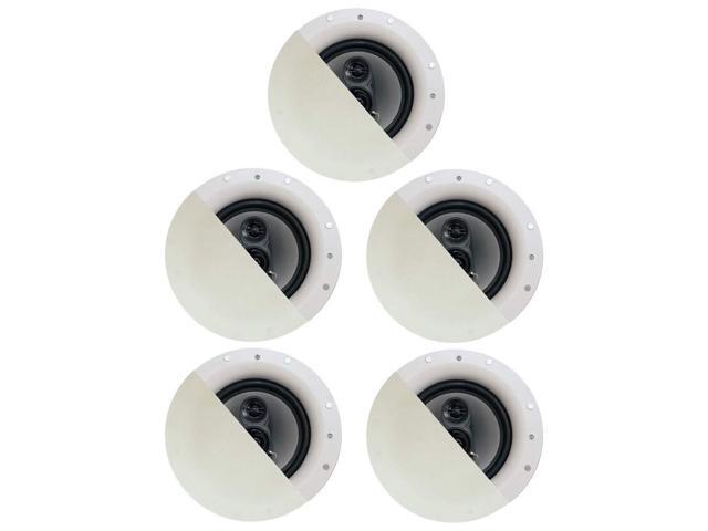 CSic84 Frameless 8' in Ceiling 5 Speaker Set 3 Way Home Theater Speakers, White, (Model: CSic84-5S)