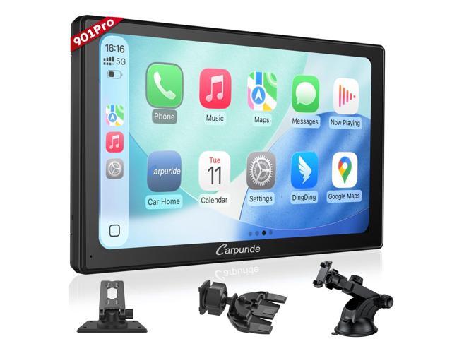 W901 Pro with Wireless Bluetooth Transmission Portable Carplay & Android Auto Car Stereo, 1080P Touch Screen, Mirror Link/GPS/Siri/FM, with 3 Bracket