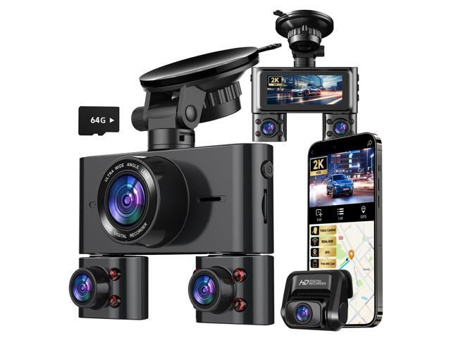Dash Cam 360°, 4 Channel Camera for Cars Front and Rear Inside, 2K FHD Mini Dashcam, 5G WiFi, GPS, Free 64G Card, Voice Control, WDR, HDR, Night...