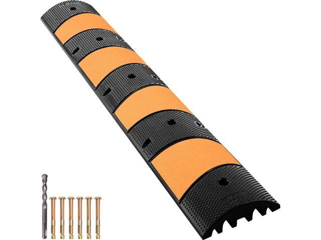 Rubber Speed Bump, 1 Pack 2 Channel Speed Bump Hump, 72.8' Long Modular Speed Bump Rated 22000 LBS Load Capacity, 72.8 x 12.2 x 2.2 Garage Speed.