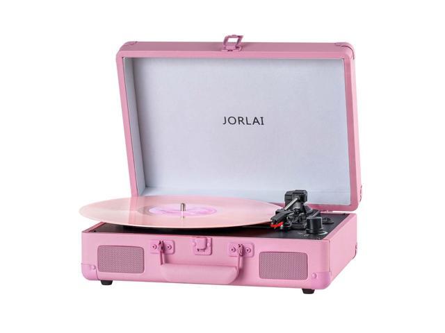Portable Record Player with Bluetooth 3 Speed Turntable Built in Rechargeable Battery Vintage Suitcase Design with RCA Line Out and Aux in