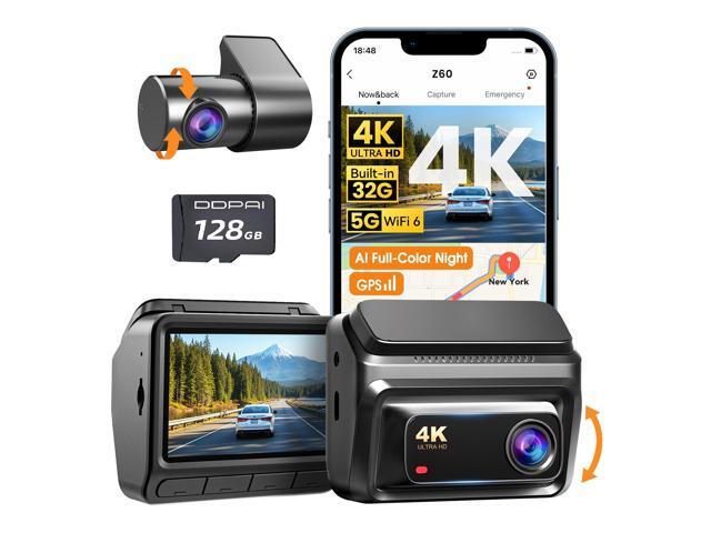 4K Dash Cam Front and Rear, Built-in 32G eMMC Dual Dash Camera for Cars, 128GB Card Included Dashcam,GPS, Night Vision,5G WiFi, 7-Days Parking...