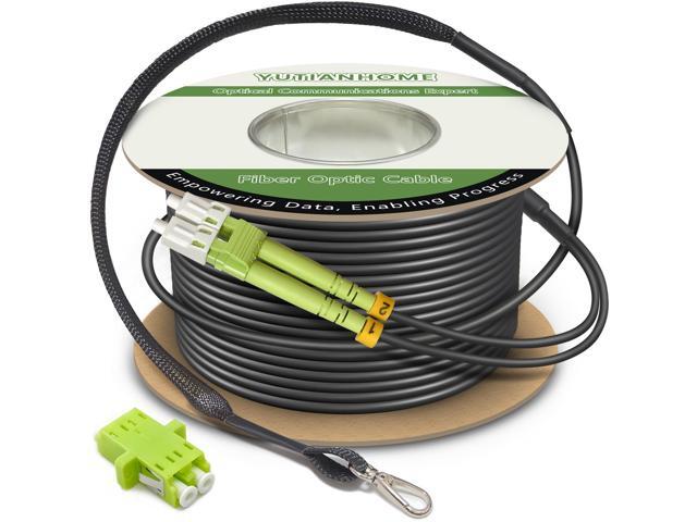 330ft/100m OD-5mm Industrial TPU 40Gb 100Gb OM5 Fiber LC to LC Outdoor Armored Fiber Patch Cable, Duplex Multimode Wideband Fiber Optic Cable,...