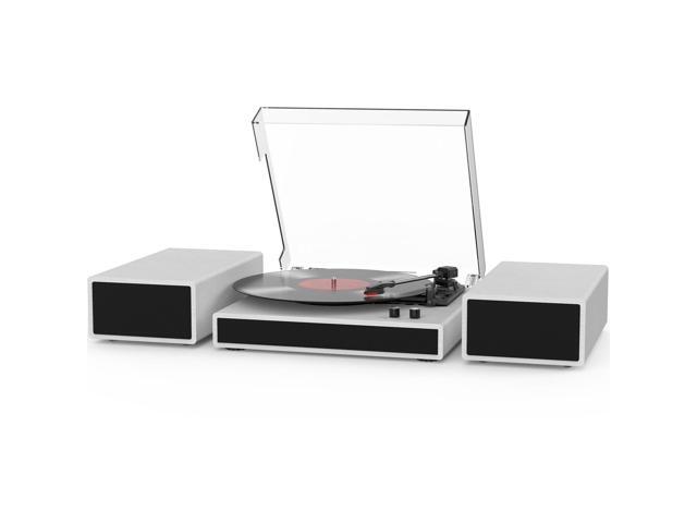 Record Player with 2x External Speakers Bluetooth Input Turntable, Belt-Driven 3-Speed (33, 45, 78 RPM) LP Player Turntables for Vinyl Records,.