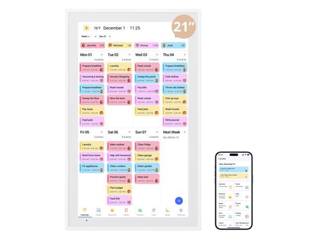 21.5' Digital Calendar Chore Chart 1080P Full HD Interactive Touchscreen, Smart Family Planner, Hearth Display Digital Calendar Wall & Desk...