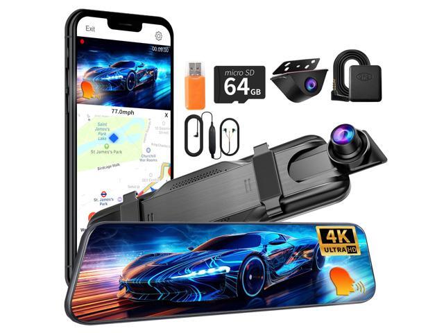 Mirror Dual Dash Camera,4K and 2.5K Dash Cam with Voice Control Rear View Mirror Camera and WiFi,GPS Dashcam for Cars with WDR Night Vision,...
