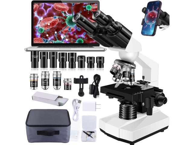 Microscope for Adults WF10x and WF25x eyepieces, 40X-2000X Magnification USB Camera, Microscope for Adults Suitable for Laboratory School (Large.