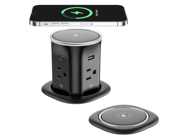 Pop Up Countertop Outlet Recessed Power Strip with 15W Wireless Charger,45W USB C,3.15 inch Desk Hole,Ideal for Kitchen Island & Conference Table...