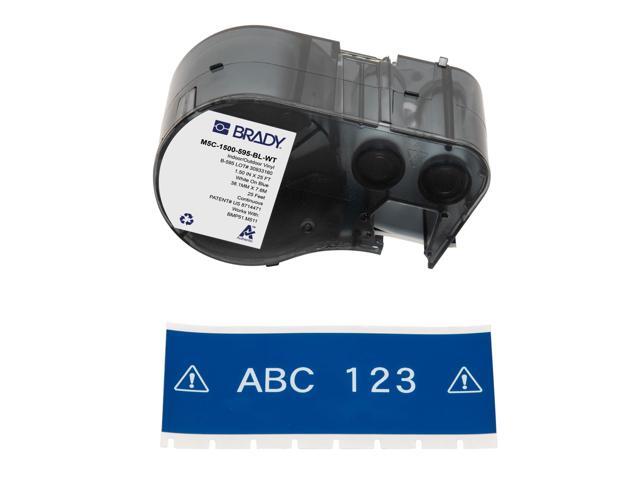 Authentic (M5C-1500-595-BL-WT) All-Weather Vinyl Labels 1.5 in W x 25ft White on Blue. for use with BMP51, M510, and M511 Label Printers