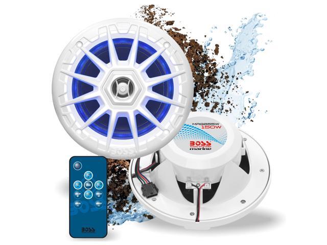 MRGB55W 5.25 Inch Marine Speakers - Weatherproof, 150 Watts Per Pair, 75 Watts Each, Multi-Color Illumination, Full Range, 2 Way, Sold in Pairs