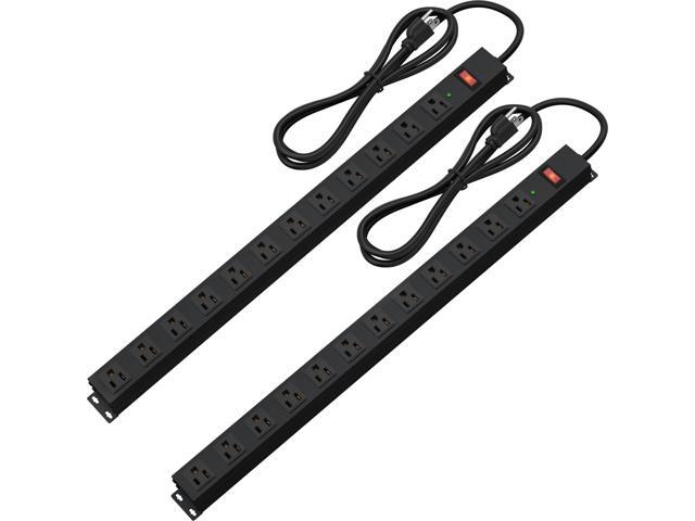 12 Outlet Long Power Strip Surge Protector with 2100 Joules, 6FT Power Cord, Wide Spaced Outlet Power Bar, Overload Protection Switch, Industrial...