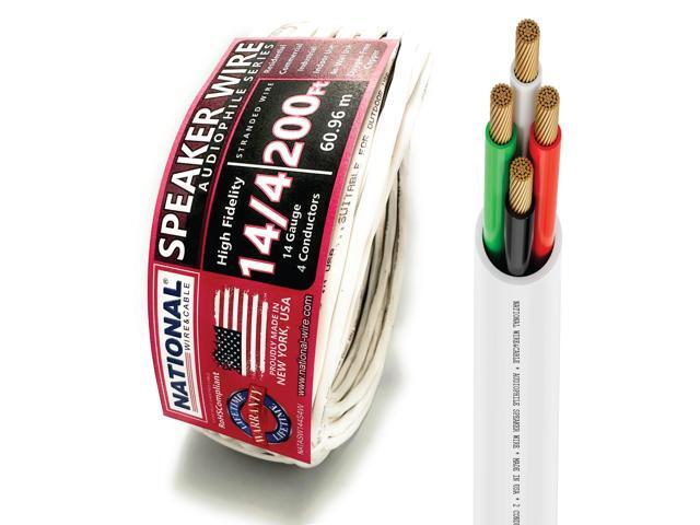 s - 14/4 Audiophile Speaker Wire (200 Feet) 14AWG Gauge - Made in USA - in Wall Audio Speaker Wire Cable/CL Rated/ETL Listed / 2 Conductors - OFC...