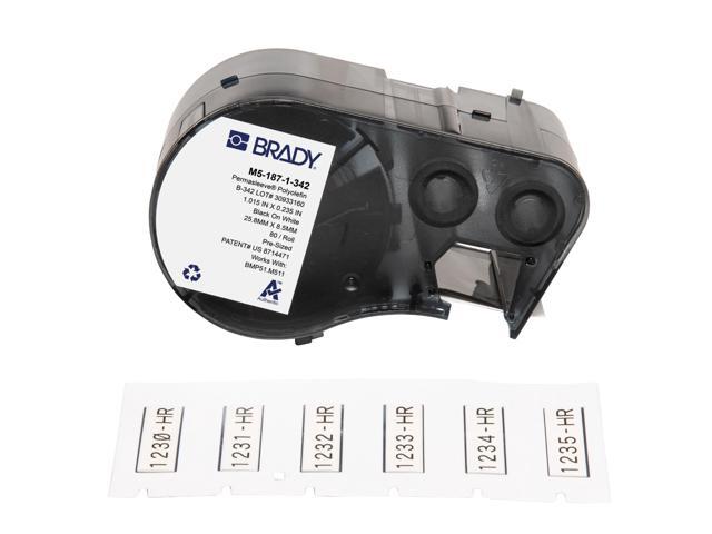 Authentic (M5-187-1-342) PermaSleeve® Heat-Shrink Labels Polyolefin 0.335' H x 1' W Black on White 0.187' Dia, Cartridge of 80 Labels. for use with.