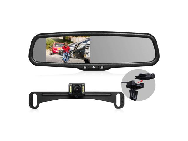 Rear View Mirror Camera with 4.3 Monitor: Super Night Vision OEM Rearview Mirror Backup Camera with IP 68 Waterproof Back Up Camera for Car,...