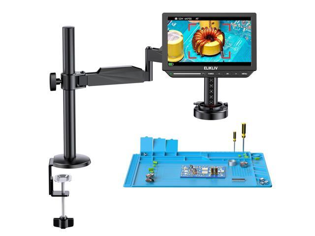 Autofocus 4K HDMI Digital Microscope, EM4K-AF Flex Arm Soldering Microscope for Adults, 10.1' Coin Microscope with Ring Light, 52MP LCD Microscopes.
