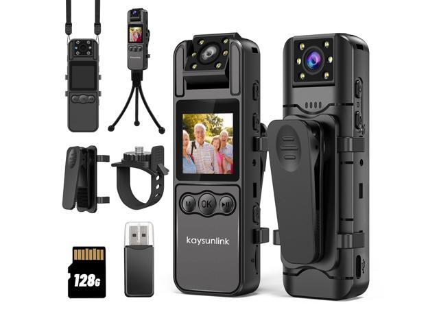 4K 128GB Body Camera with 1.4 Screen Audio and Auto Video Night Vision Mini Police Wearable Body Worn Cam Portable Small Personal Camcorder Sport...