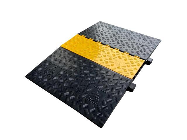 Rubber Cable Ramp 5 Channel Drive Over Hose Cable Protector Outdoor 22000Lbs Load Capacity Wires Power Lines Extension Cord Cover Traffic Speed.