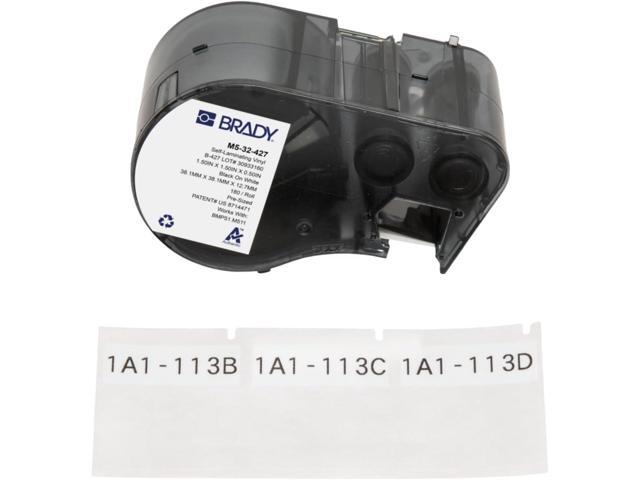Authentic (M5-32-427) Self-Laminating Vinyl Wrap Around Labels 1.5' H x 1.5' W Black on White, Clear, 180 Labels. for use with the BMP51 and M511.